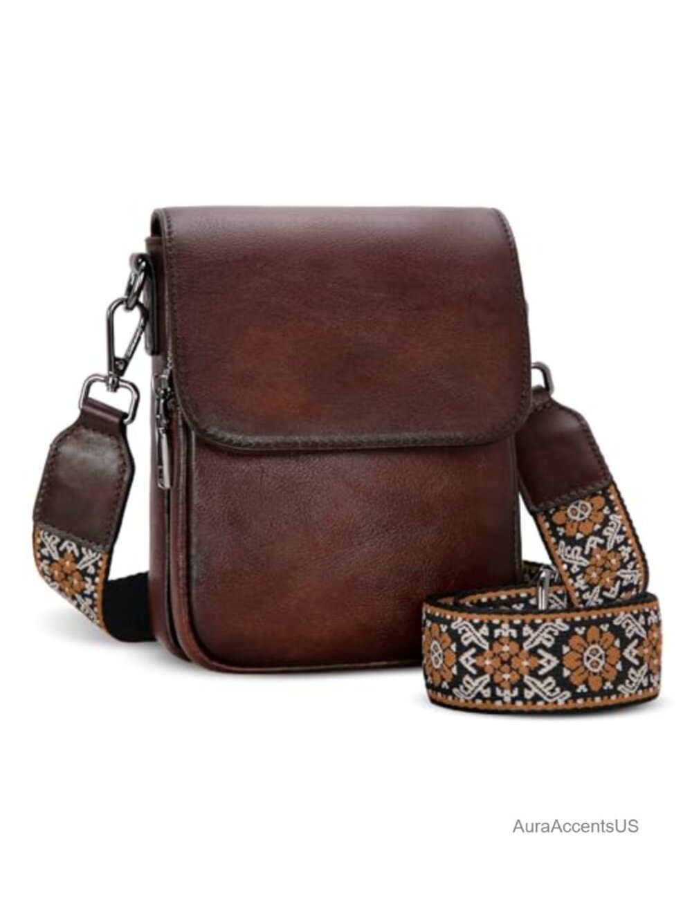 Small Leather Crossbody Bag RFID-Blocking Phone Purse with Card Slot